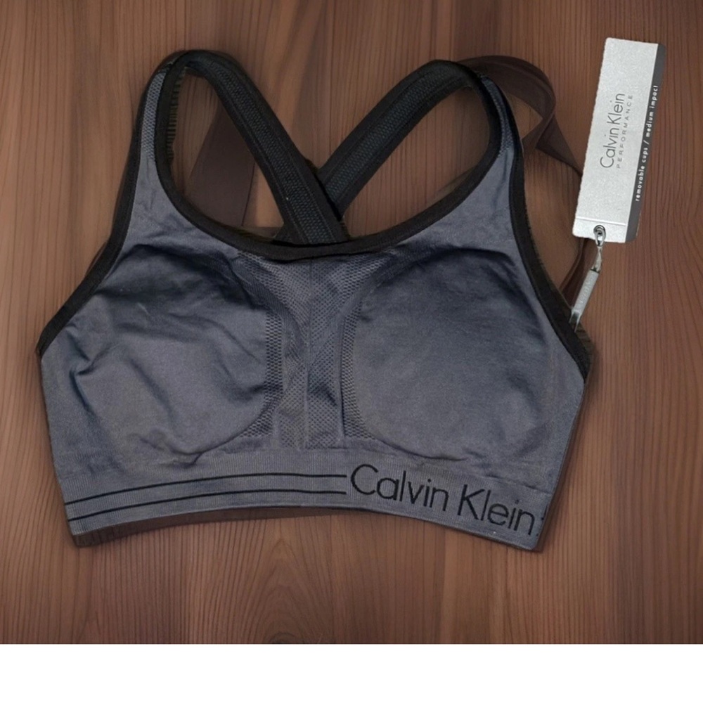 Calvin Klein performance Charcoal Sports Bra Large NWT padded